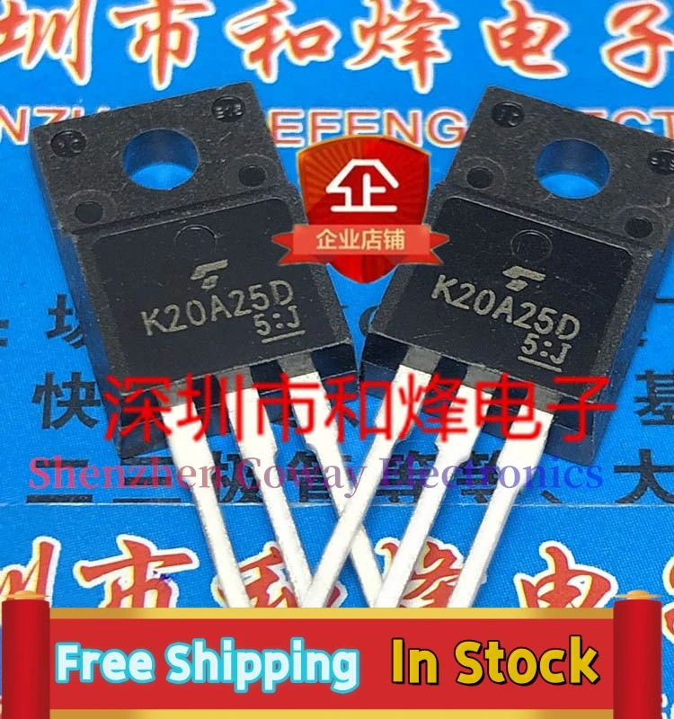 10PCS-30PCS  K20A25D TK20A25D  TO-220F 250V 20A  In Stock Fast Shipping