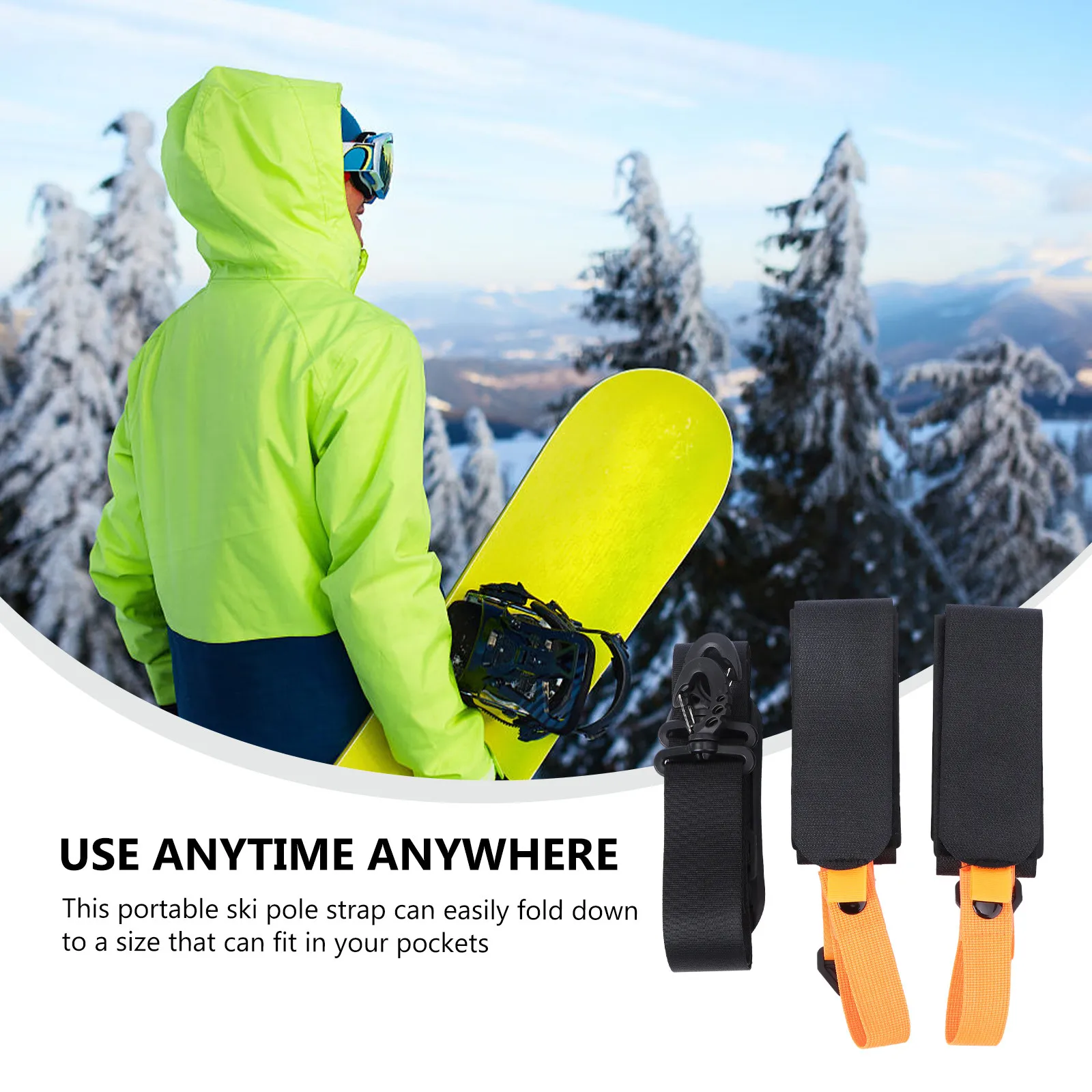 Ski Shoulder Strap Adjustable System for Skis Poles Prevent Back Strain Strong Hook Loop Fastening Snowboard Carry view 4