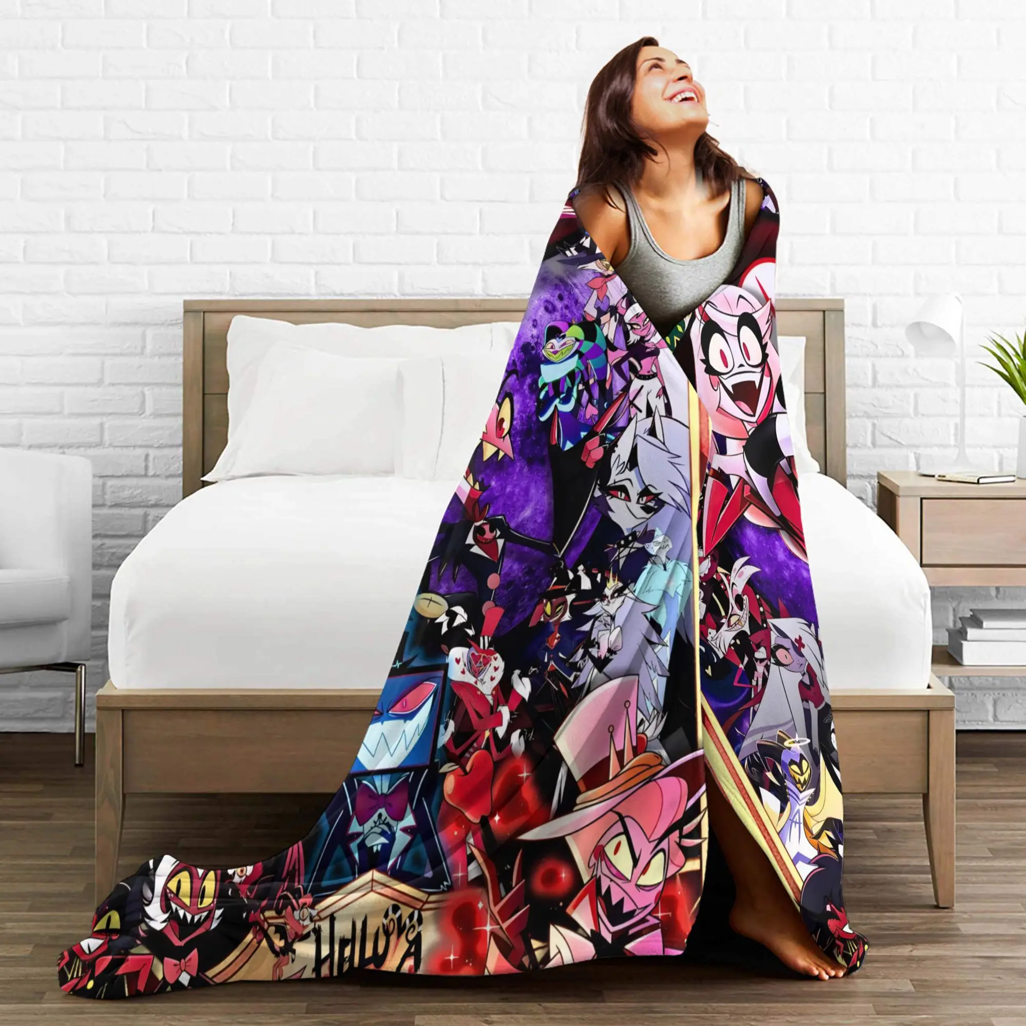 سوبر بطانية دافئة التخييم 2025 H-Hazbin فندق أنمي رمي بطانية الفانيلا المفرش لغرفة النوم غطاء سرير أريكة مريحة