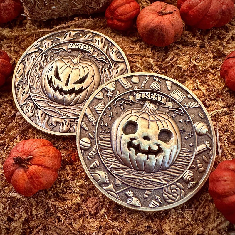 Trick Or Treat Coin, Halloween Coins With Pumpkins, Trick Or Treat Festive Decorations And Party Favors Halloween