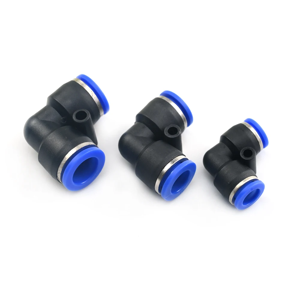 6mm/8mm/10mm/12mm Pneumatic Fittings PV series 4 6 8 10 12MM OD L Type Flow Speed Tube Plastic Quick Degree Elbow Air Connectors