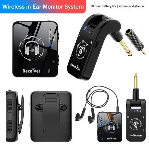 Sistema de Monitor inalámbrico en la oreja, transmisor receptor recargable, duración de la batería de 10H para pruebas de banda de estudio, rendimiento en vivo