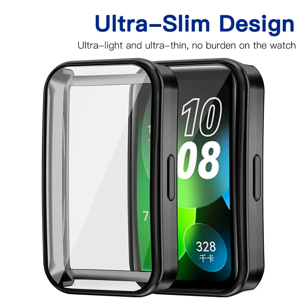 for Huawei Band 10 9 8 Frame Bumper Screen Protector Soft TPU Protective Case Shell Huawei Band 9 8 Full HD Tempered Glass Film