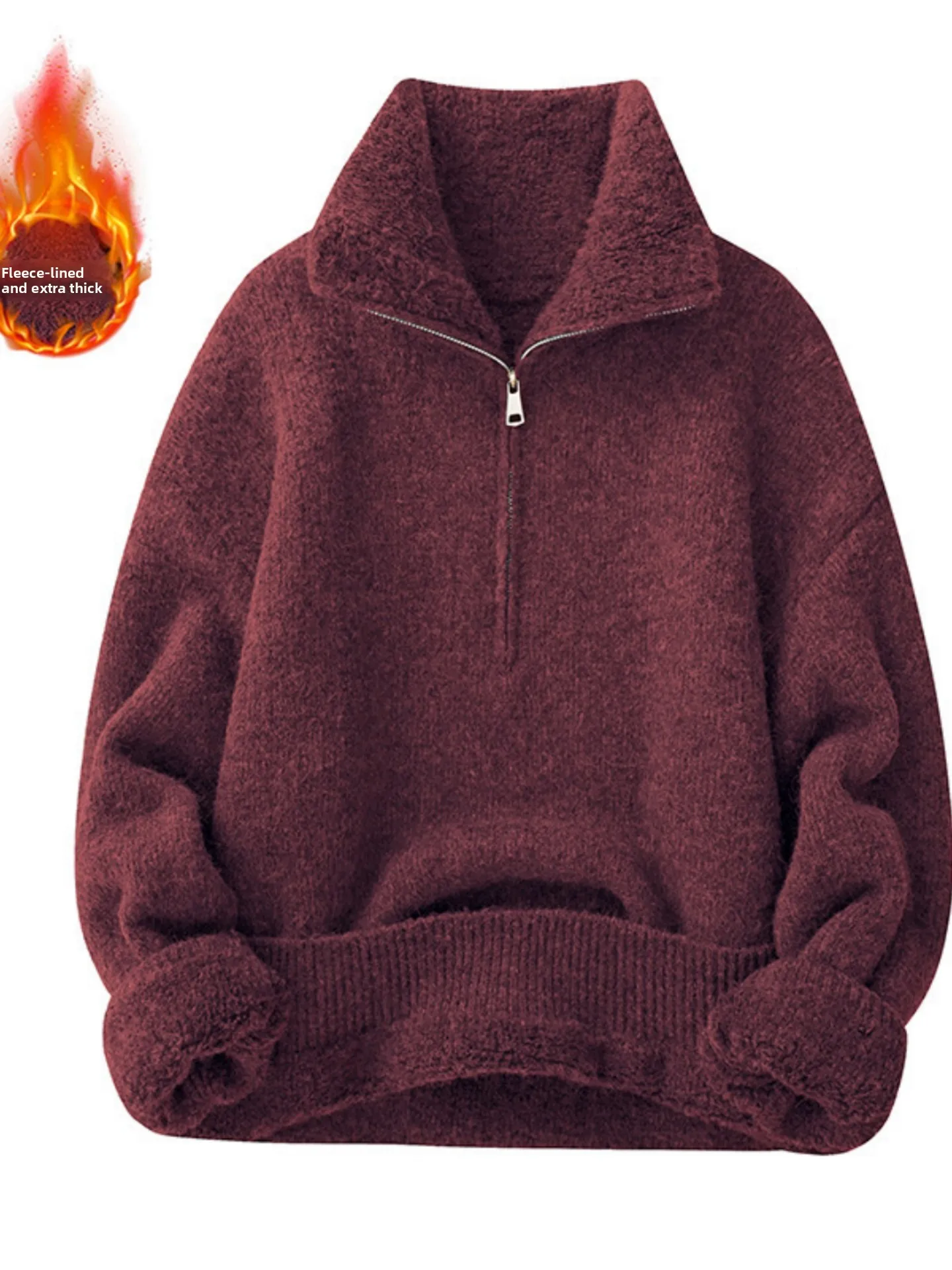 

American Retro Fce Lined Thiened Loose Men's Knitwear High Collar Sweater Winter Casual Comfortable Soft Polyester Fiber