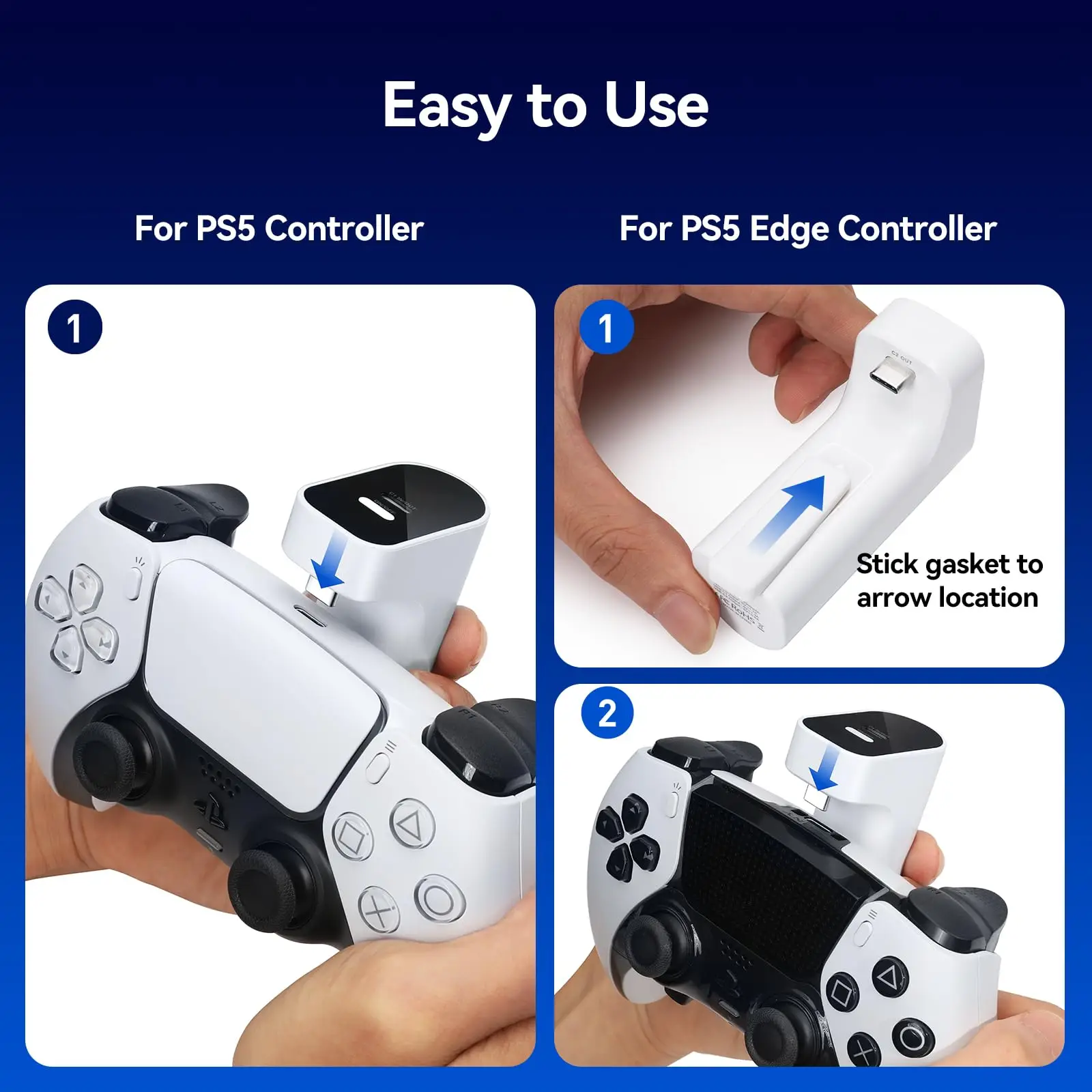 Charger for PS5 Controller, Battery Pack Compatible with PlayStation DualSense & Edge, Portable Power Bank with LED Display, Adds 12+ Hours of Gaming Time for PS5 Gamers view 7