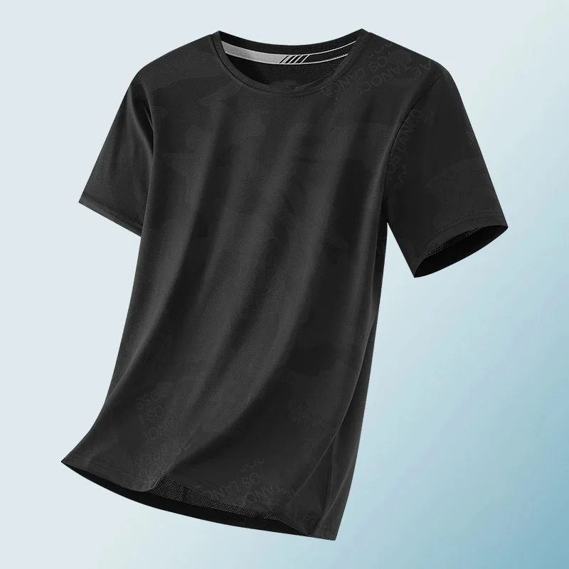 

2025 New Large Size T-shirt Men's Summer Thin Ice Silk Quick Dry Half-sleeve Men's Ice Sensation Tops T Shirt Leisure Movement
