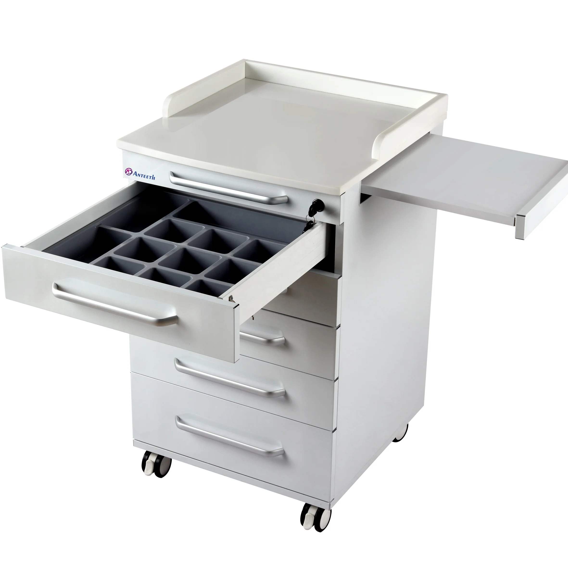 5 Drawers Stainless Steel Dental Clinic Cabinets Marble Tabletop Dental Furniture Customized Stainless Steel Cabinet