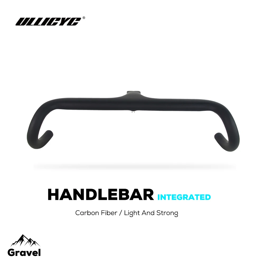 ULLICYC-Full Carbon Fiber Handlebar for Internal Wiring, Integrated Handlebar for 28.6mm Fork Tube with Spacers, Gravel Handle