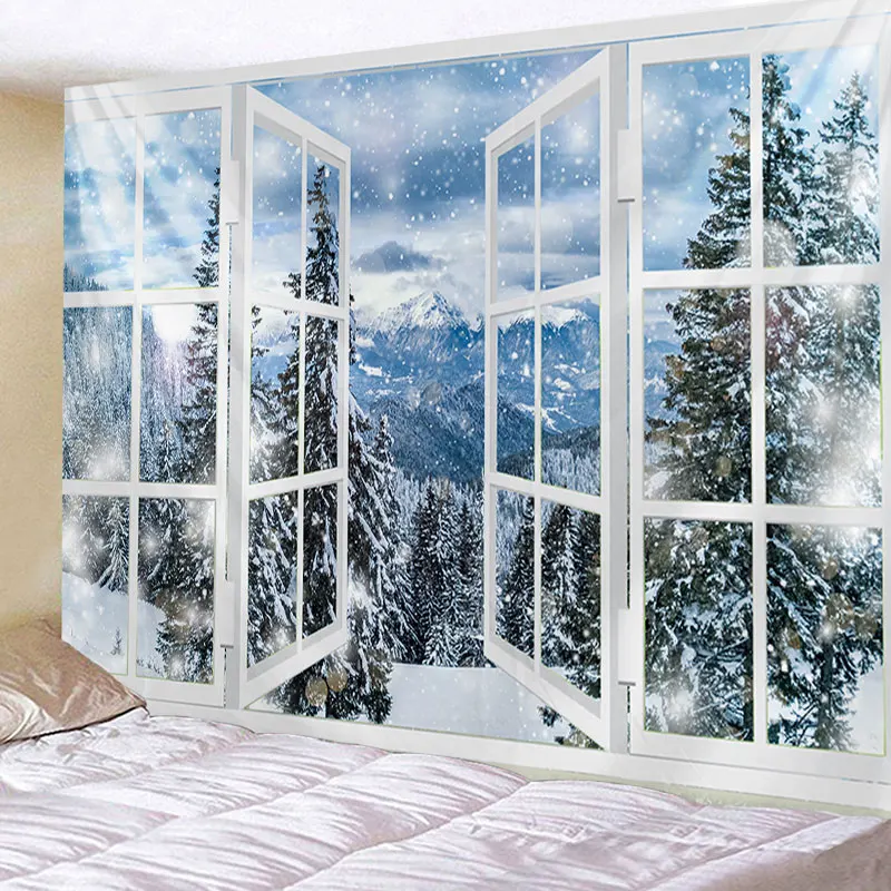 Snow-covered Landscape Room Wall Art Home House Hogar Bedroom Masion Jardim Aesthetic Decor For 2023 Tapiz Y2k Arazzi Hanging