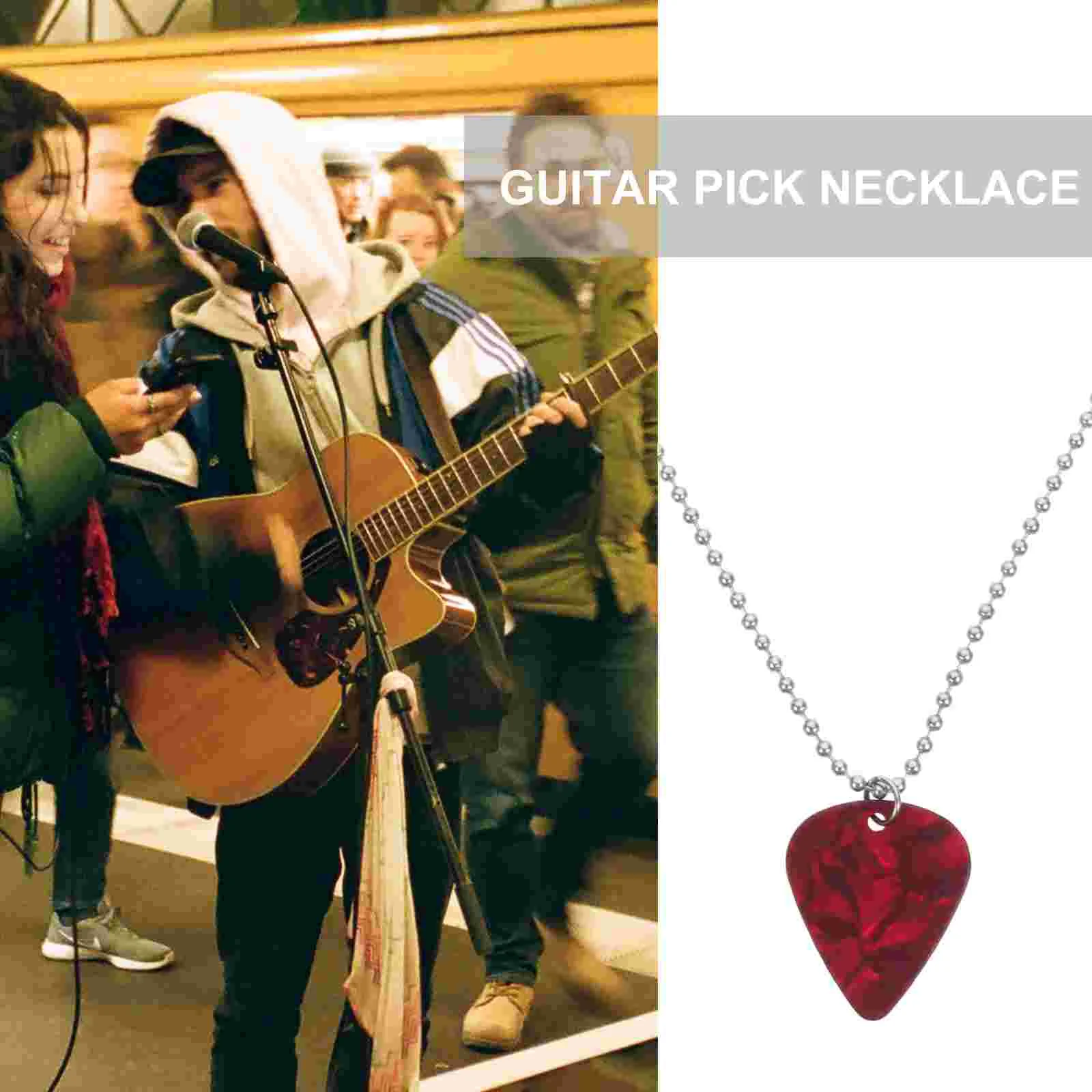 

Guitar Pick Necklace Guitars Decor Portable Silver Chain for Men Black Necklaces