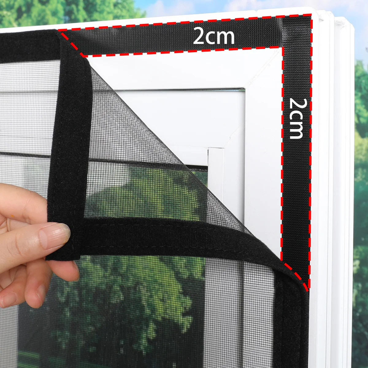 Ersatz für Fenstergitter mit Reißverschluss, atmungsaktives Anti-Moskitonetz, selbstklebender Klettverschluss, wiederverwendbarer Netzvorhang (schwarz)