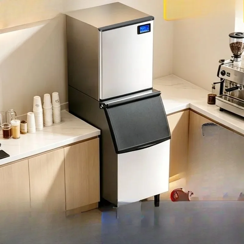 Ice machine commercial large-capacity milk tea shop bar KTV square ice machine air-cooled water-cooled automatic square ice