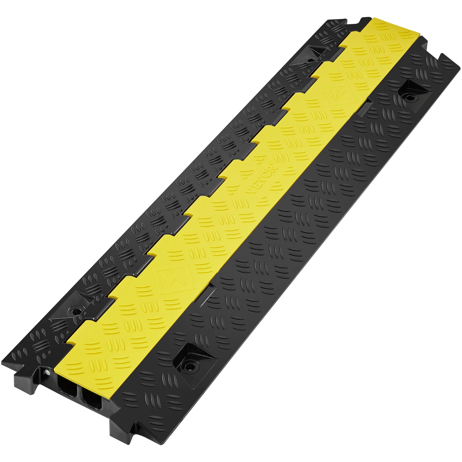 VEVOR Cable Protector Ramp, 2 Channel, 22000 lbs/axle Capacity Heavy Duty TPU Wire Cord Cover Ramp Hose Protector Ramp Driveway