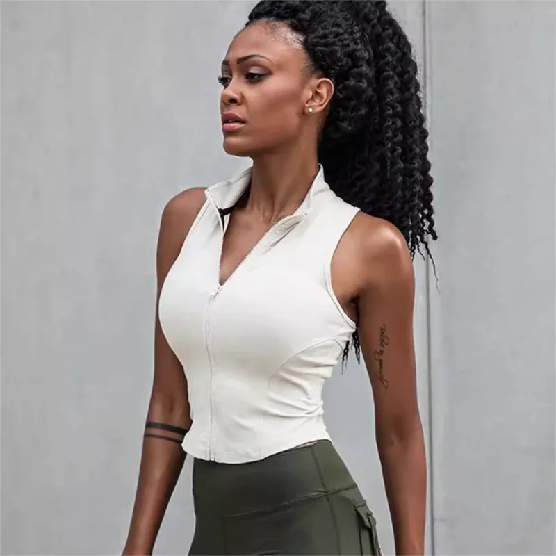 Primavera verão 2025 colete esportivo feminino regata fitn svel correndo zíper roupas de yoga treinamento fino vestuário superior