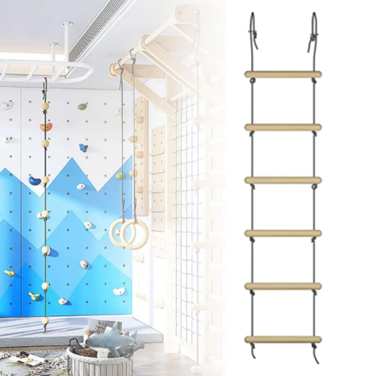 Rope Ladder 6 Steps Climbing Ladder for Boys and Girls Outdoor Tree House