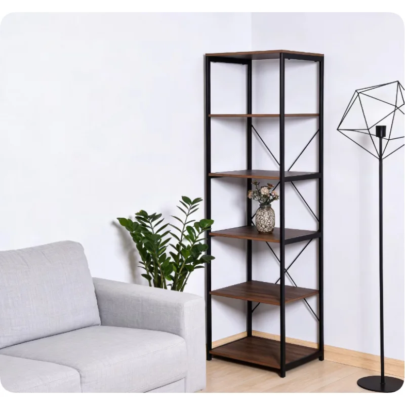custom.5 Tiers Bookshelf Modern Book Shelf Tall Display Shelves in Living Room Storage Organizer with Metal Frame