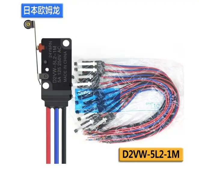 Original D2VW-5-1M D2VW-5L1A-1M Limit Switch Basic Switch Travel Limit D2VW-5L1-1M D2VW-5L2A-1M 5A Wire Length 30CM D2VW-5L2-1M