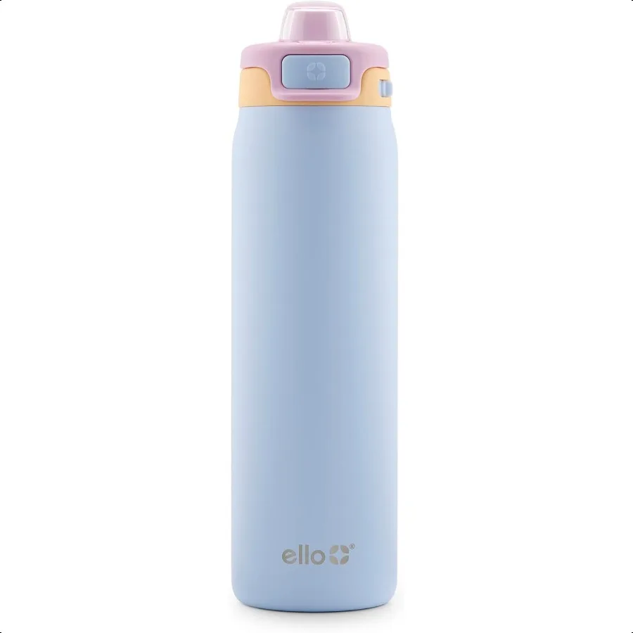 

Ello Pop Fill Stainl Steel Water Bottle with Quick Fill Technology Double Walled Vacuum Insulated Metal Leak Proof Locking Lid