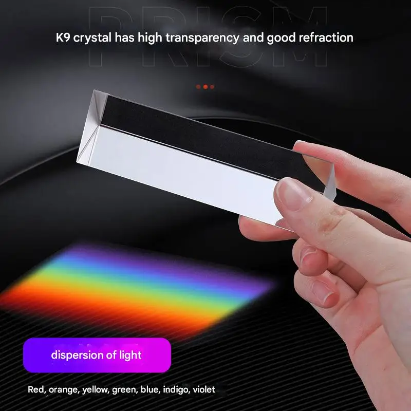 

Crystal Optical Triangular Prism Physics Lab Teaching Instrument 25x25x80mm with Stand High-Quality Prism for Optics Experiments