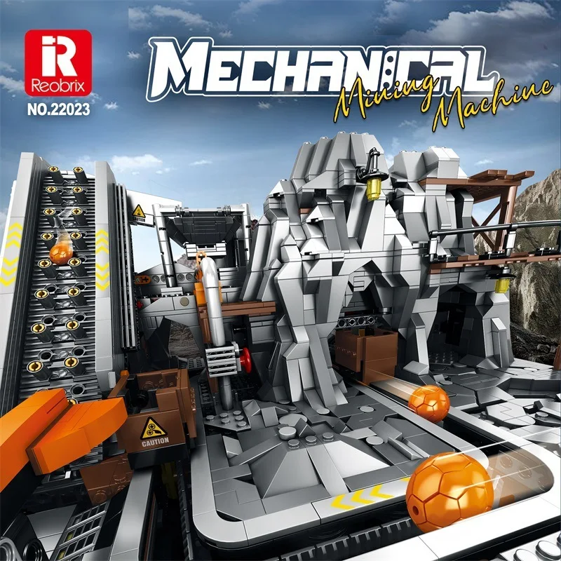 

Reobrix 22023 Technology Engineering Building Blocks Mining Machine Model Puzzle Assembly Remote Control Cross-Border New Toy