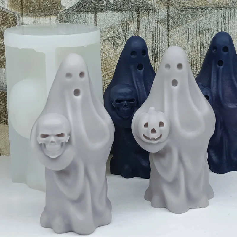 Geist Handgriff Schädel Kerze Form 3d Kürbis Geist Silikon form Halloween Atmosphäre Dekoration Kerze Gips Handwerk Harz Form