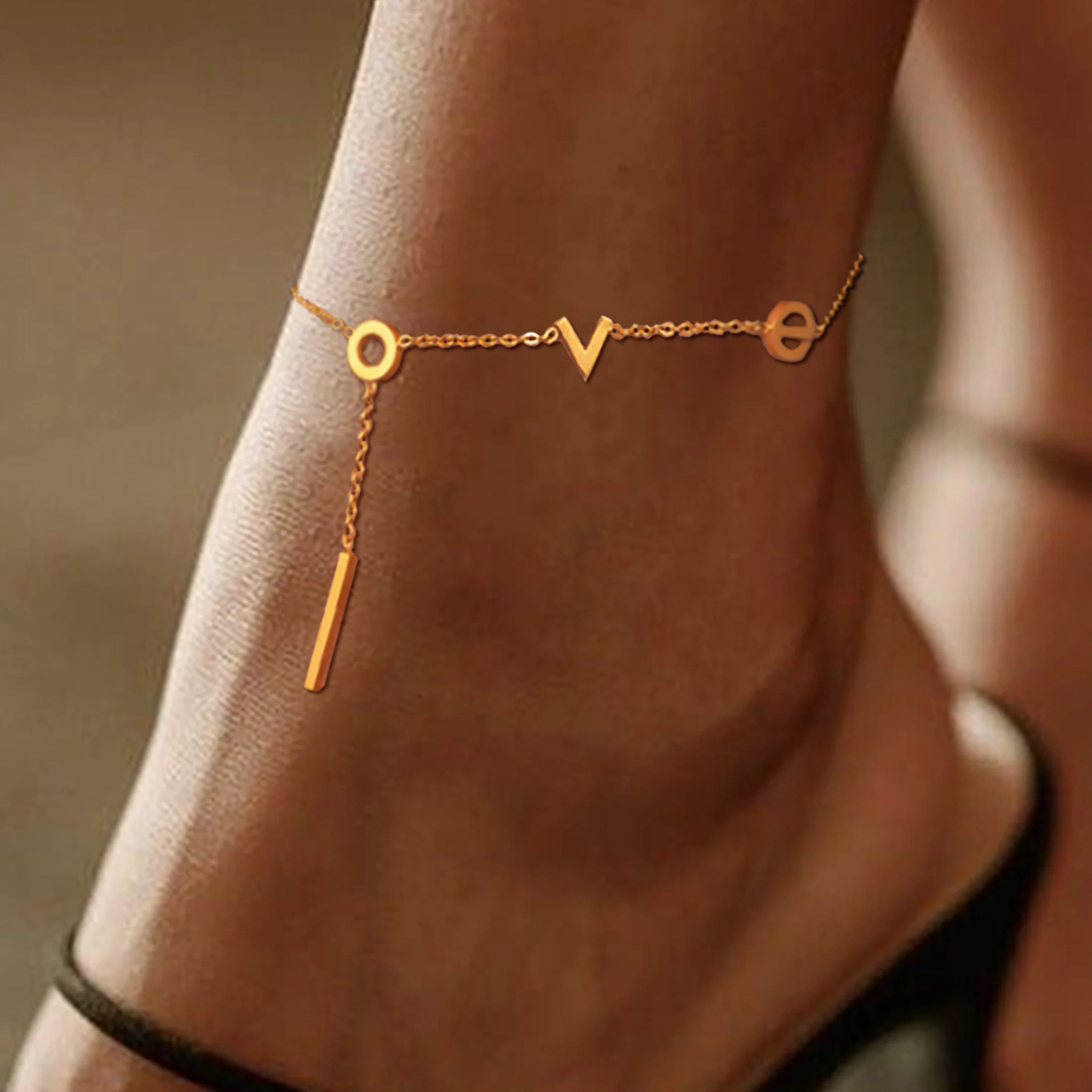 Bracelet de cheville pour femme en acier inoxydable