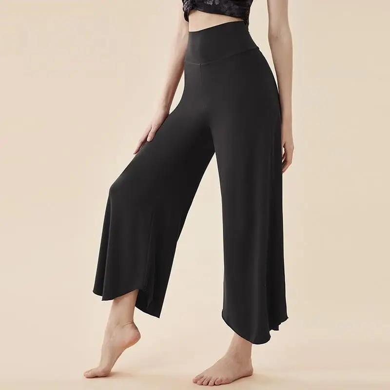 Classical Dance Wide Leg Pants Women's Yoga Loose Straight Casual Sports Butt Shaping Pure Color Summer 2025 Polyester
