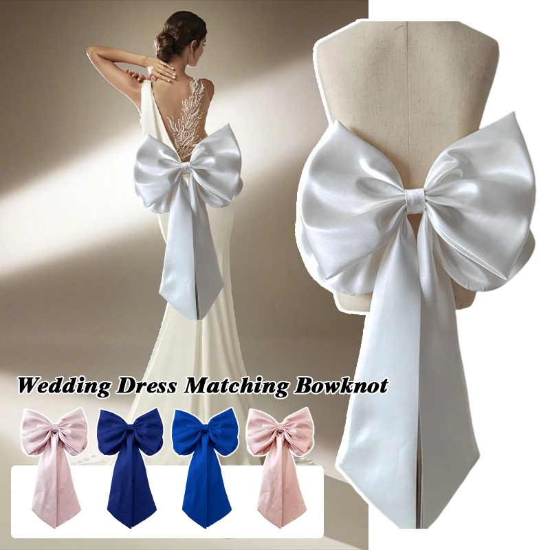 30cm grande bowknot vestido de casamento cobrir a volta fita elegante vestido de noiva festa decoração grande bowknot com pino foto adereços