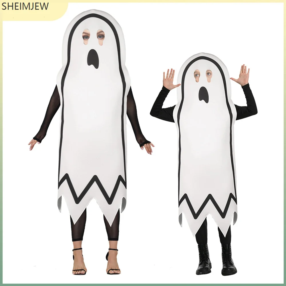 

Parent-child Children Adult Cosplay Ghost Ghost Halloween Costume Family Dress Up Cute Ghost Performance Clothing Sponge Suit