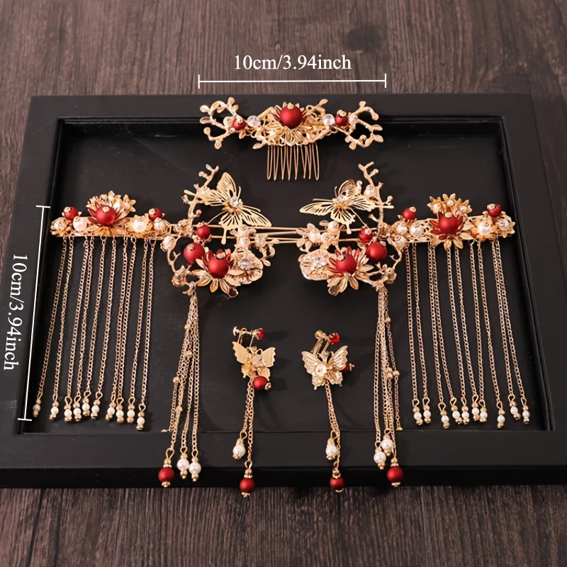 

A set of traditional Chinese hair clips, hairpins, wedding hair accessories, headbands, headbands