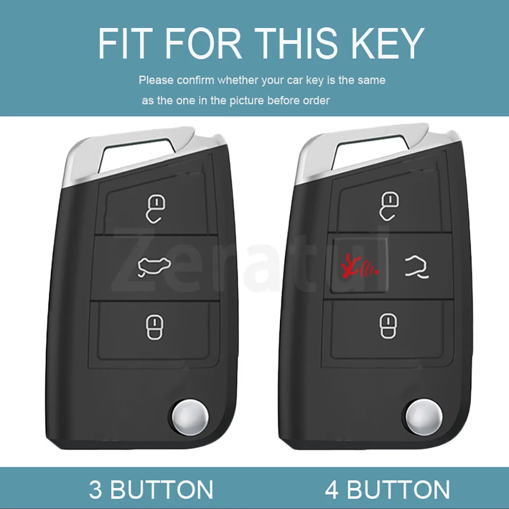 Key Case Cover for VW Touran Tiguan Golf 7 GTI POLO T-Cross T-Roc Skoda Rapid Kodiaq Octavia Fabia Seat Ibiza Leon Ateca Arona