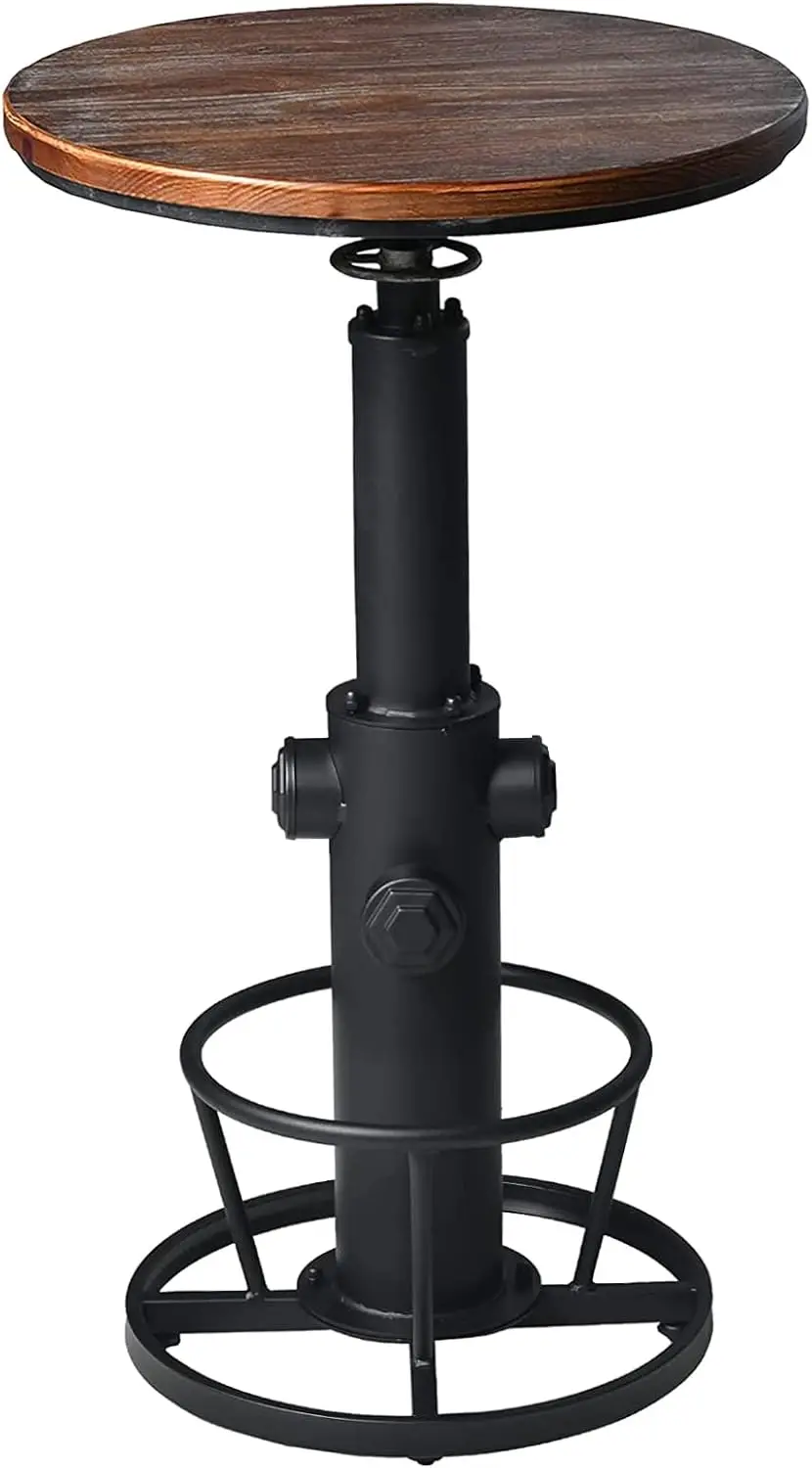 Tavolo da bar rotondo regolabile in altezza, piano in legno da 23,7' di diametro, tavolino da cucina per ufficio da pranzo