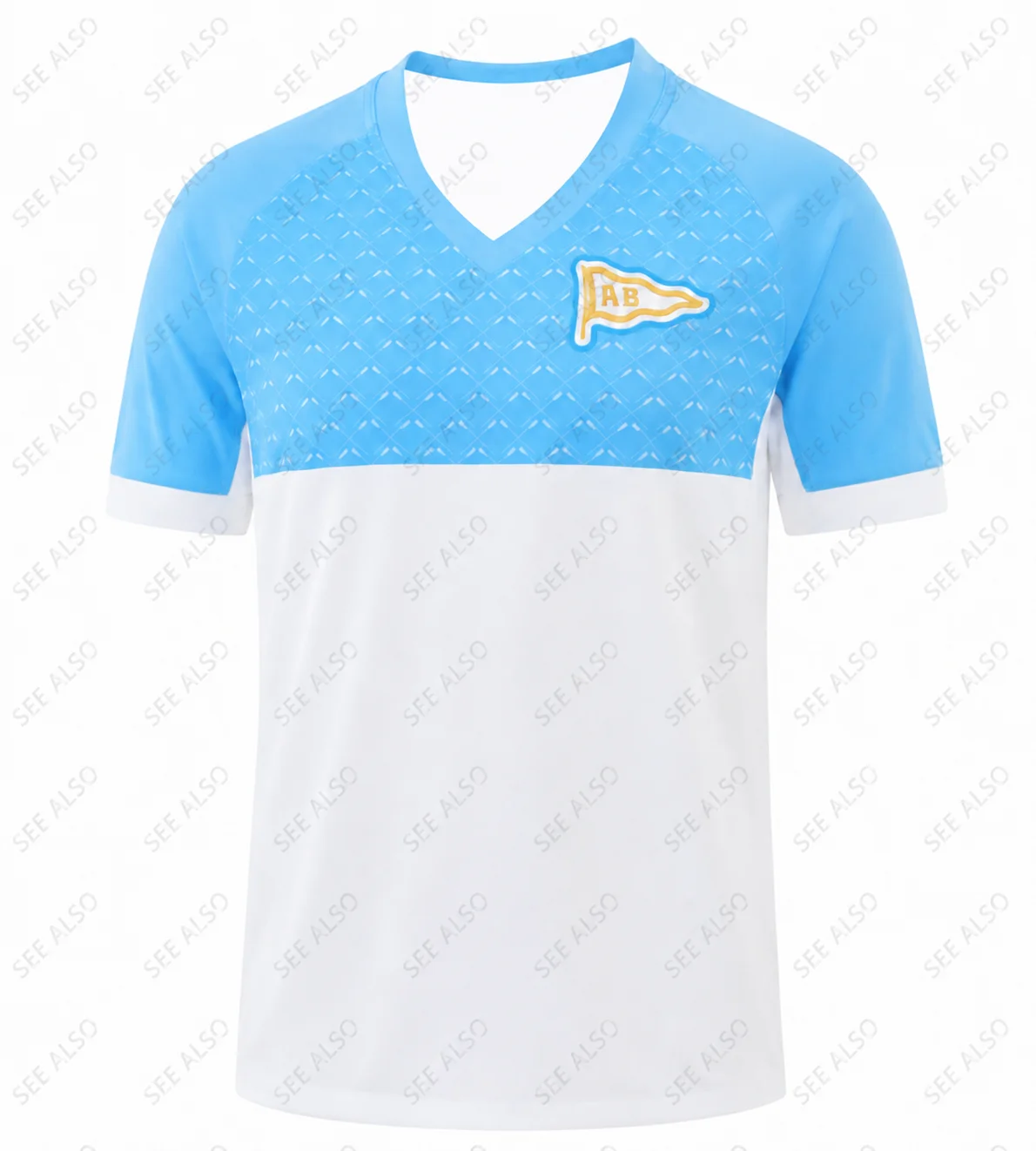 2026 Herren Damen Kinder Aviron Bayonnais Rugby-Trikot Hellblau Weiß V-Ausschnitt Kurzarm 120. Jubiläum Fan Sport Trainings-Oberteil – Detail 3