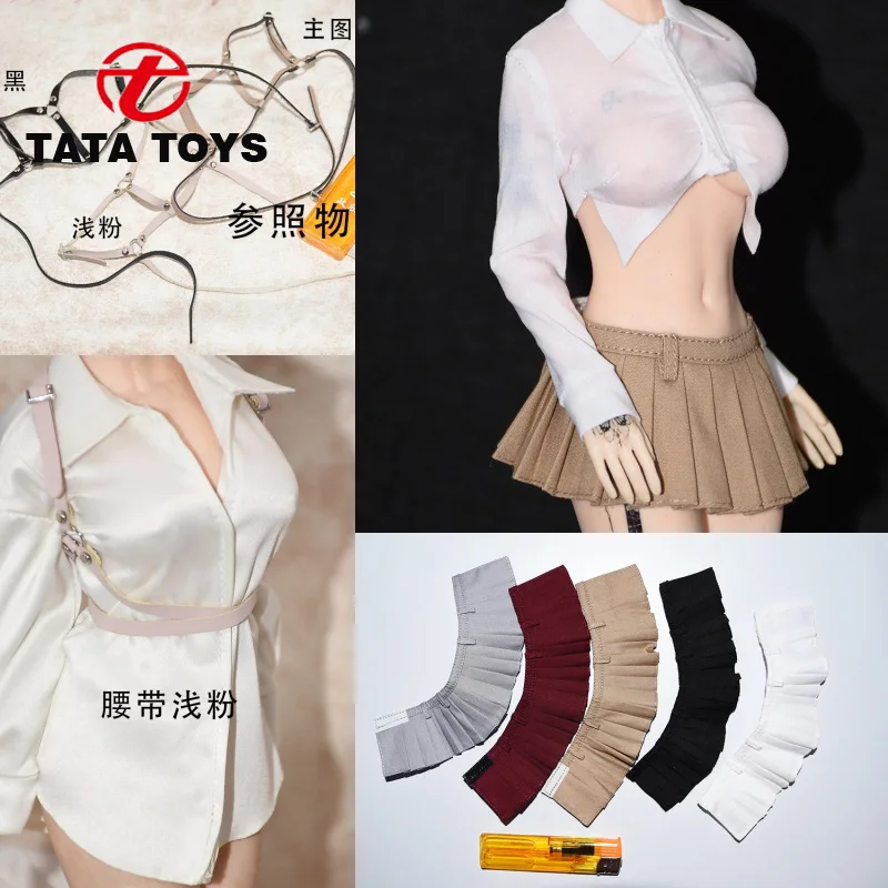 

1/6 Scale female clothes mini skirt white shirt belt fit 12 inches action figure TBLeague S34 body model
