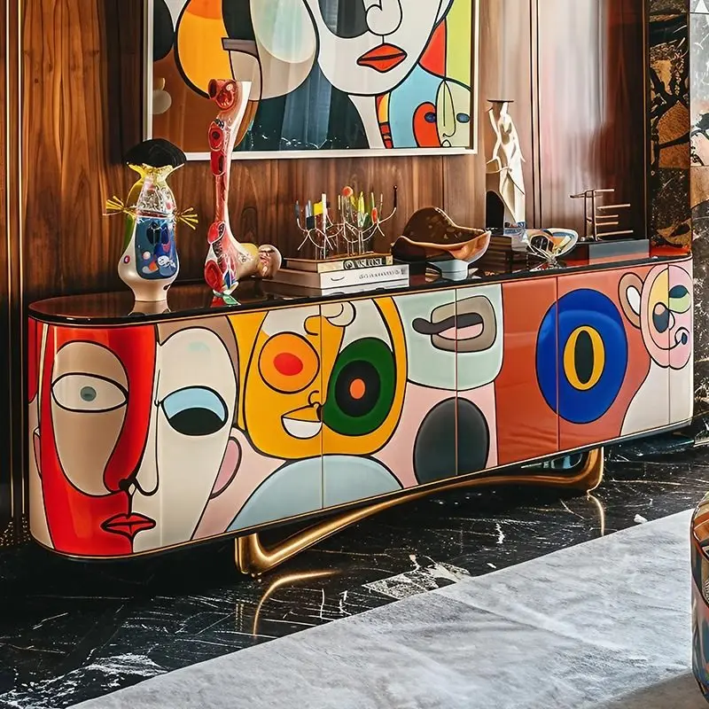 Joint original designer painted TV cabinet, Pop Art floor cabinet, modern aesthetic furniture