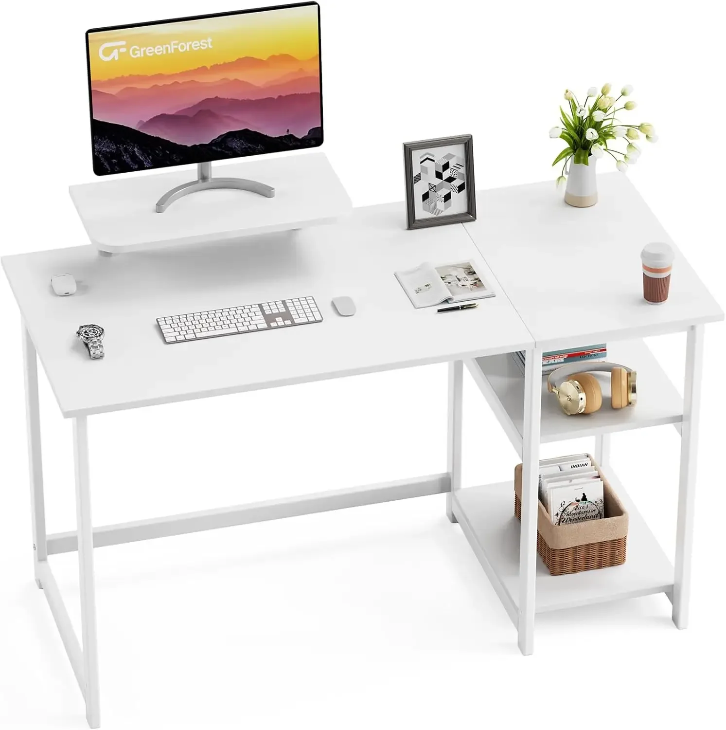 Schreibtisch 120cm, Bürotisch Schreibtisch mit Stauraum, Computer-Tisch PC Schreibtisch mit