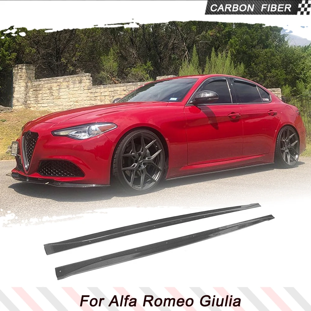 Carbon Fiber Car Side Skirts for Alfa Romeo Giulia Base Sport Sedan 2015-2022 Car Door Rocker Panels Valance Extension Lip FRP