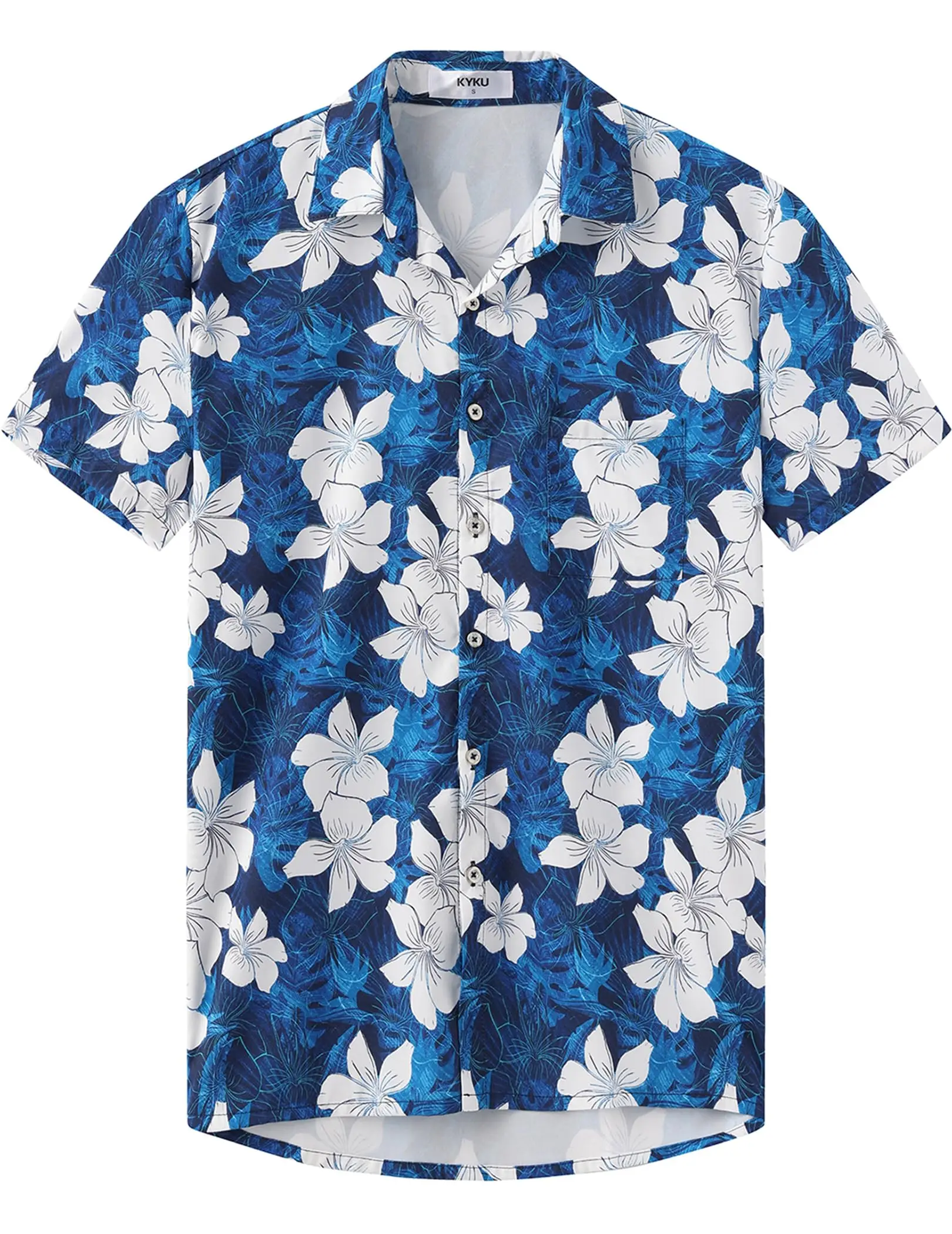 

KYKU Гавайские мужские рубашки Повседневная: тропическая мужская рубашка на пуговицах с коротким рукавом для пляжного отдыха и карманом