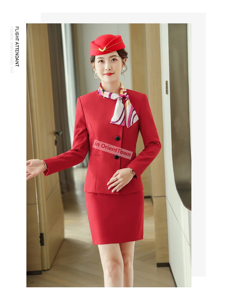 Airline Hotel Front Desk Cashier Suit Female Flight Attendant Uniform Aviation Corporation Stewardess Catering Work Clothes