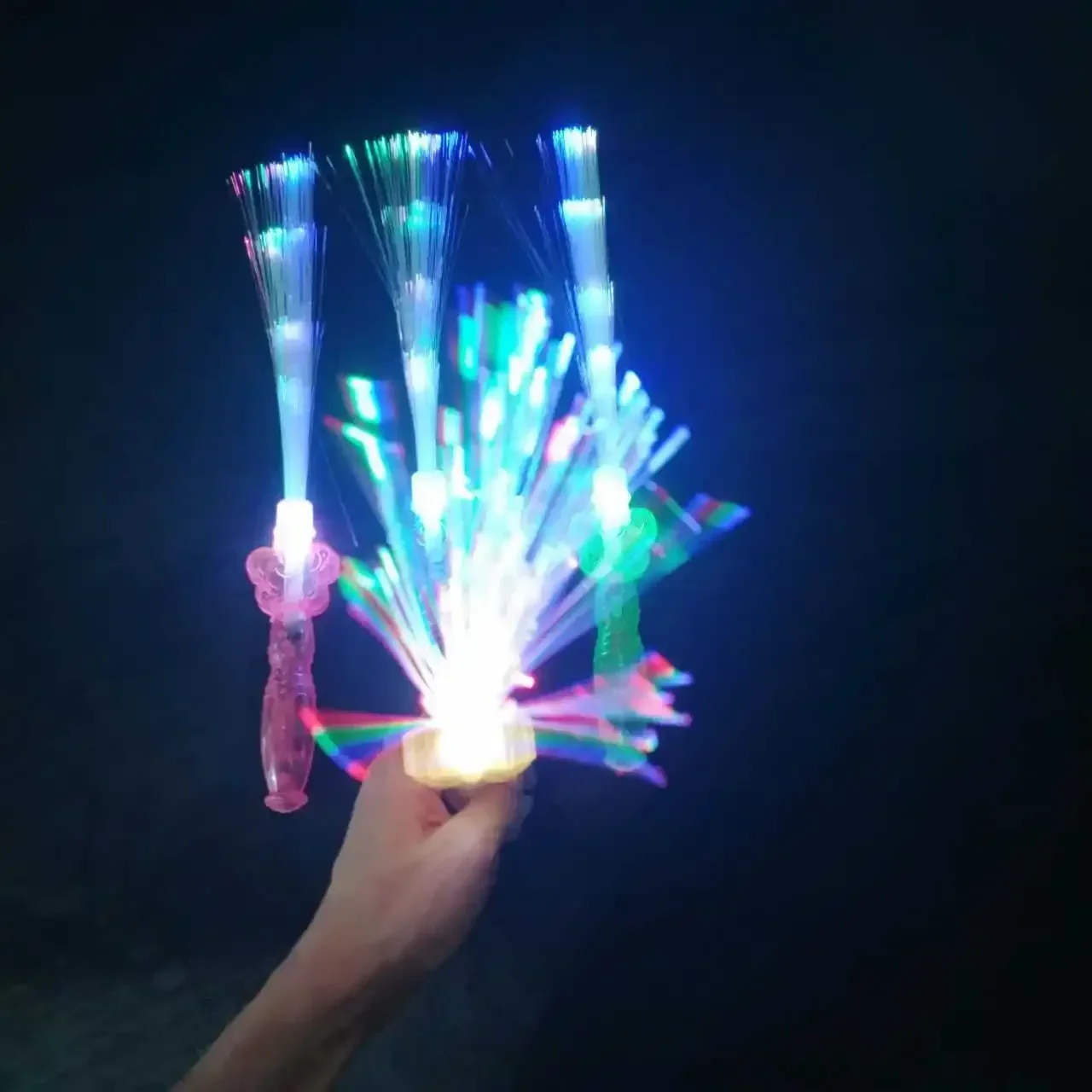 20pcs Flashing Light Up Stick Multi Color Glow Wand Neon Party Concert Blinking Optic Fiber Birthday Gift    Halloween