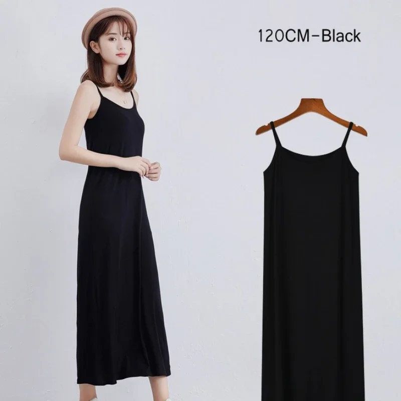 Women's Modal Full Slip Dress Spaghetti strap Vest Skirt 90 to 120cm Long Under dress Camisoles slips Inner Petticoat