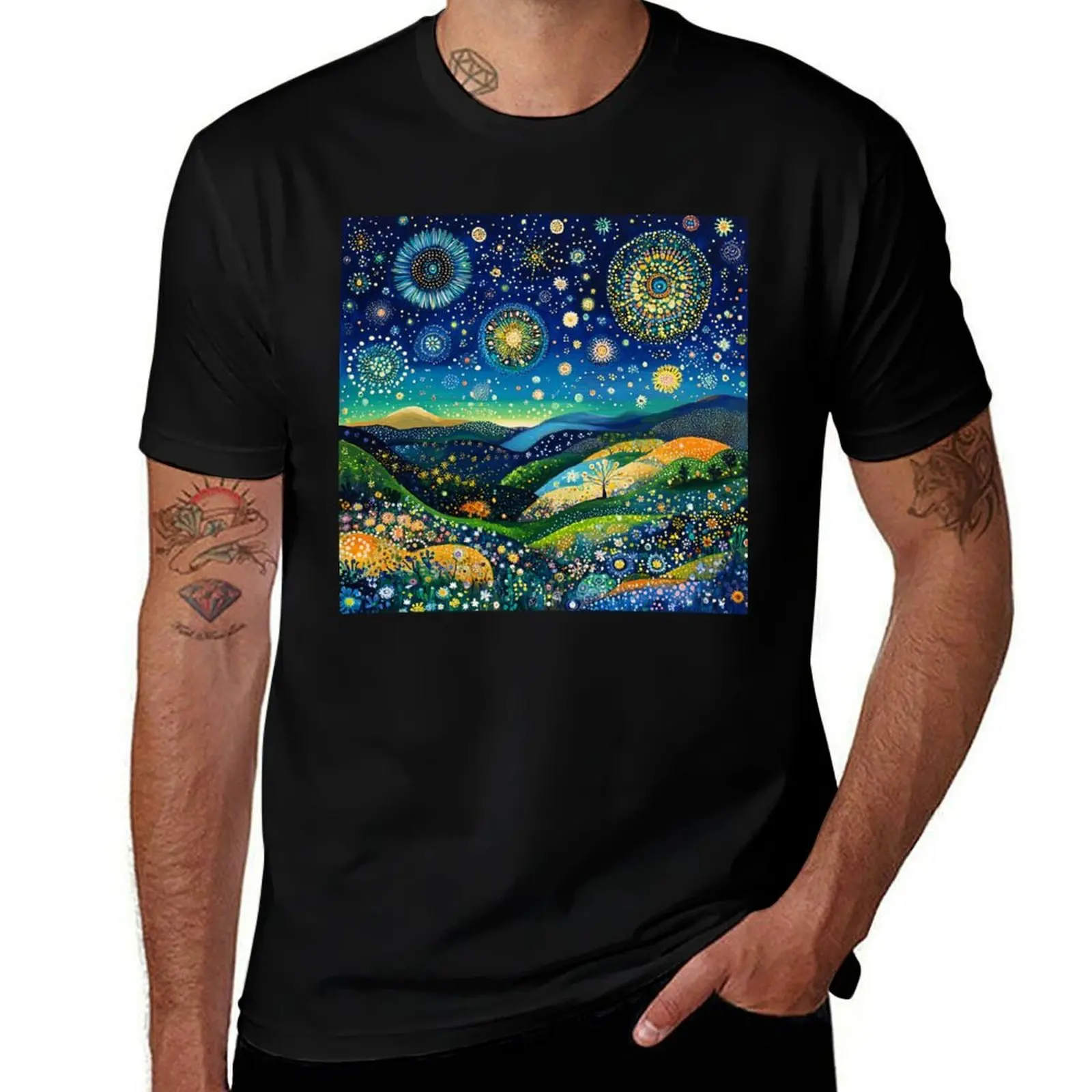 

Sparkling Polka Dot Fire Works T-Shirt funny meme t-shirts plus size clothes Aesthetic clothing compression shirt men