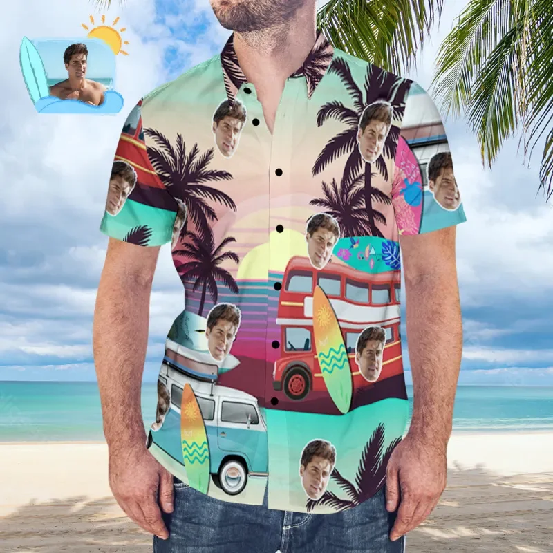 

Hawaiian Fashion 3D Printing Custom Faces Pictures Shirts For Men Funny Shirts & Blouses Women Short Sleeve Shirts Tops Clothing