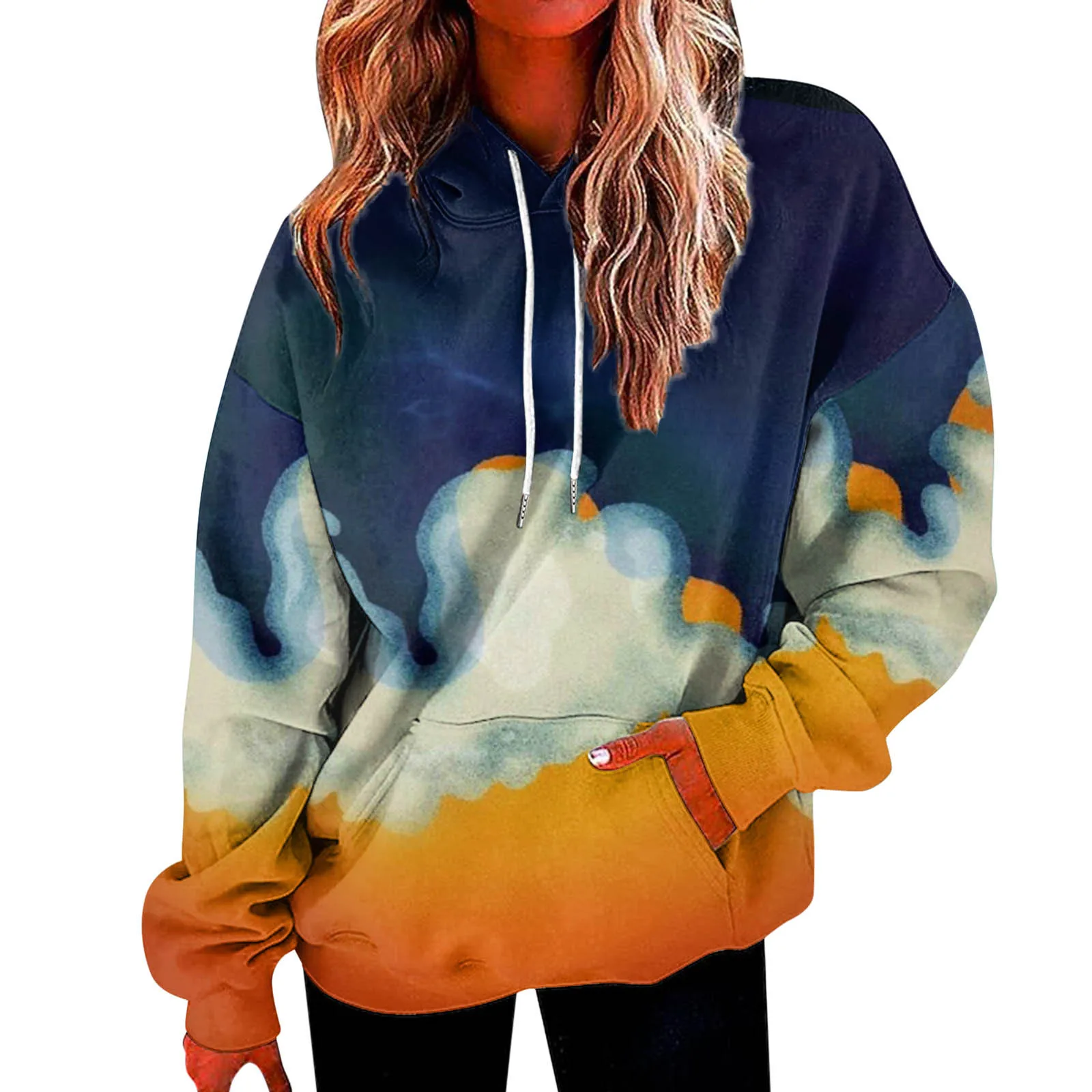 

2023 New Y2K Gothic Long Sleeve Sweatshirt Oversize Casual Hooded Streetwear Autumn Long Sleeve Drawstring Hoodies With Pockets