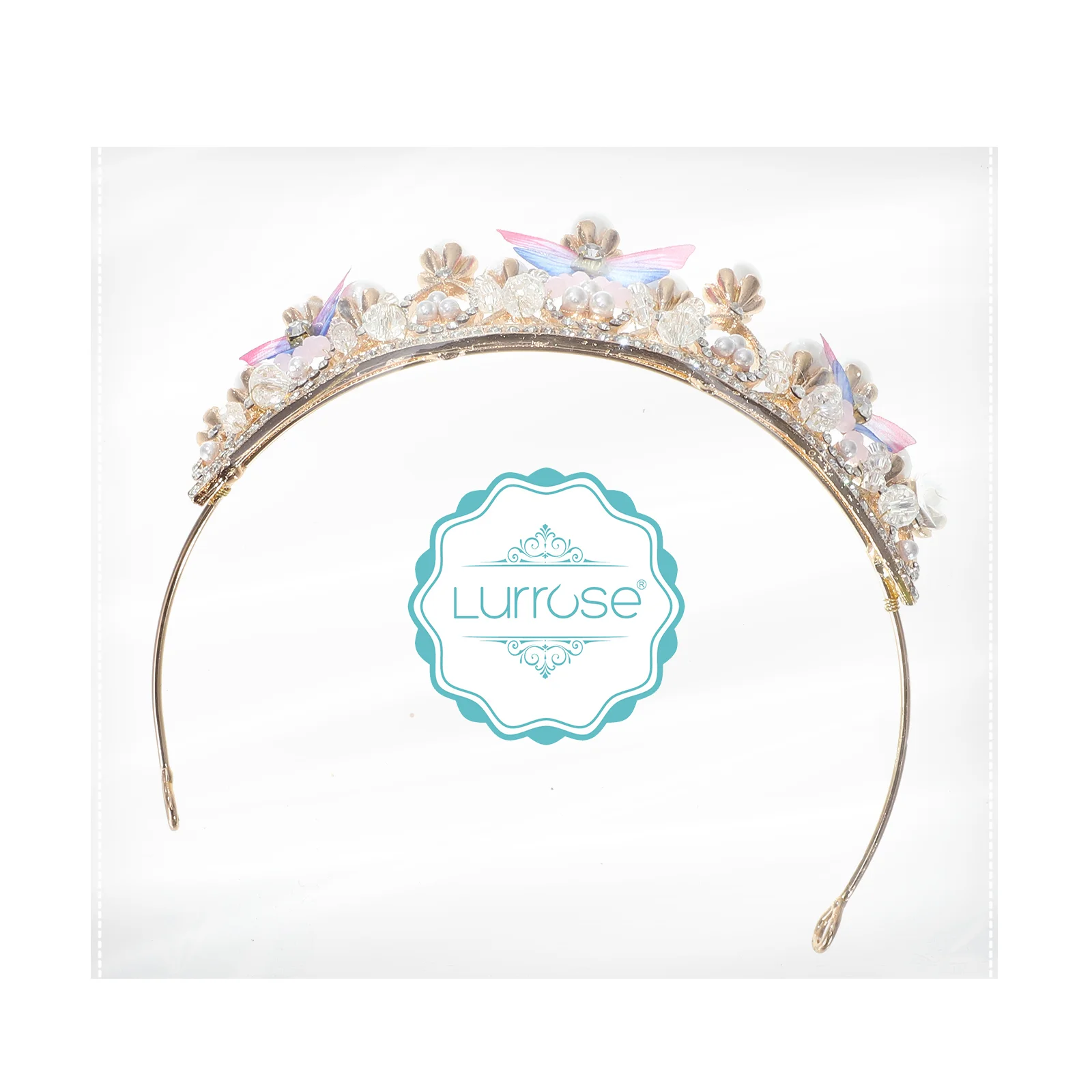 Childrens Tiaras Girls Butterfly Crown Headband Crystal Flower Hair Accessories