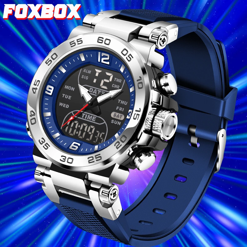 

LIGE FOXBOX модные уличные цифровые часы повседневные спортивные часы с датой недели водостойкий светящийся силиконовый ремешок электронные часы для мужчин
