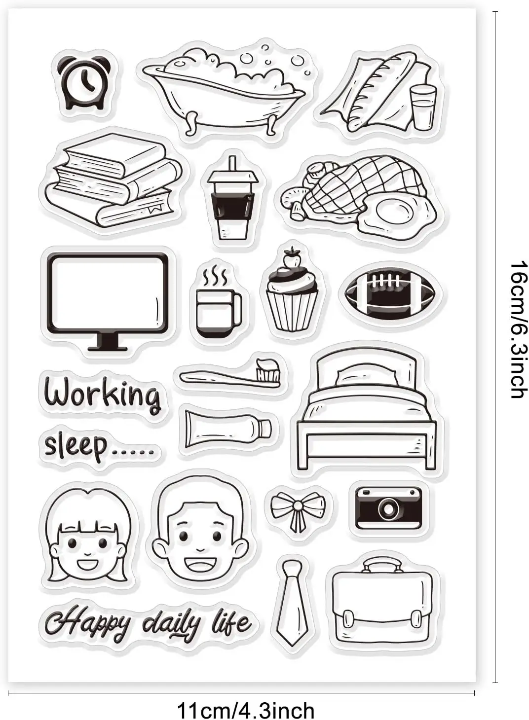 Daily Life Working and Sleep Theme Clear Stamps Transparent Silicone Stamp Seal for Card Making Decoration and DIY Scrapbooking