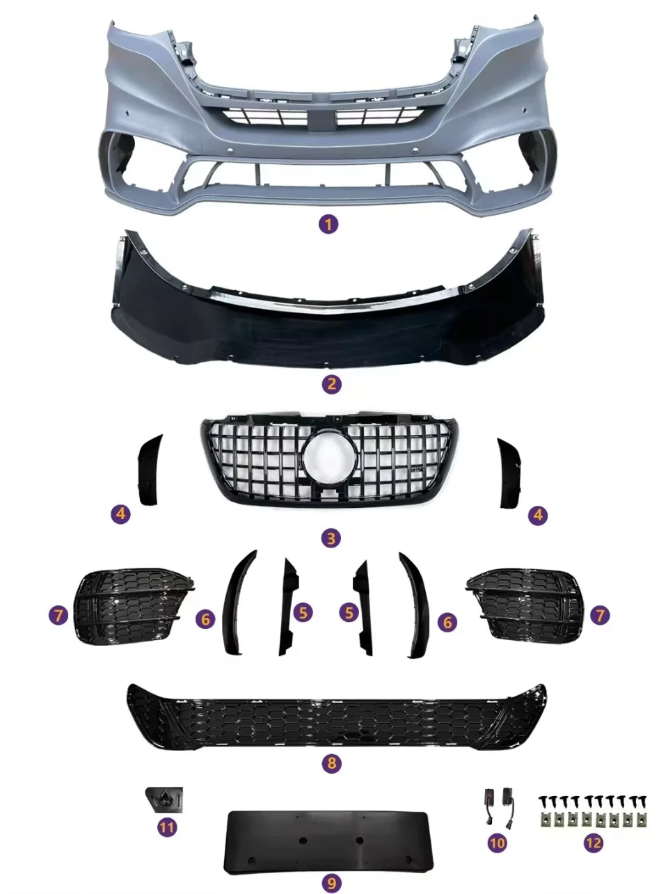 Bestseller GT Karosserie-Kit Frontstoßstange und Kühlergrill für Sprinter W906 W907 W910 2018-2020 Auto-Außenzubehör