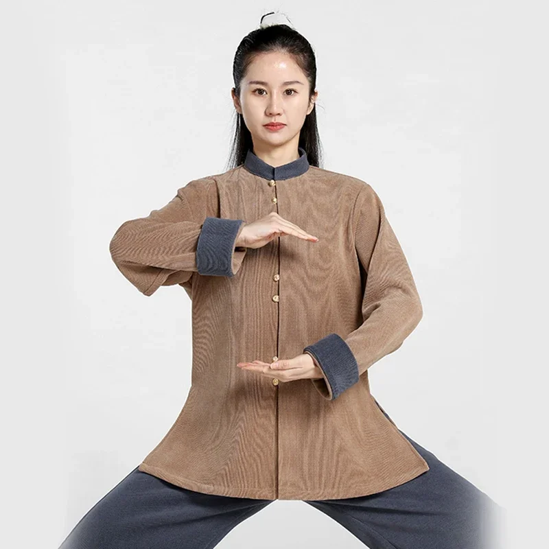 Kun Master Thicken New Fabric Taichi Uniform Winter Martial Arts Suit Elegant Kung Fu Clothes for Women Lightweight and Warm