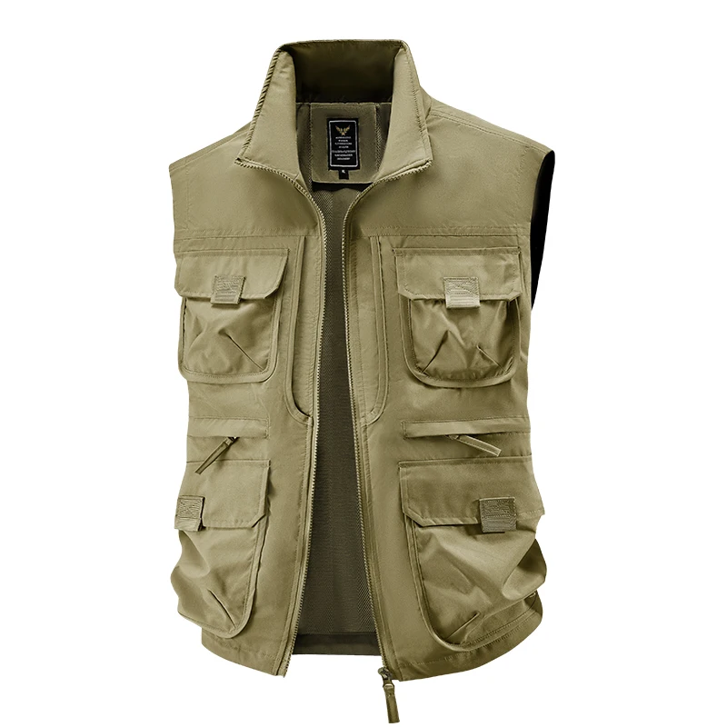 

Men's Casual Outdoor Tactical Vest Autumn Loose Workwear Multi-ket Stand Collar Faion Urban Sle Polyester Fiber